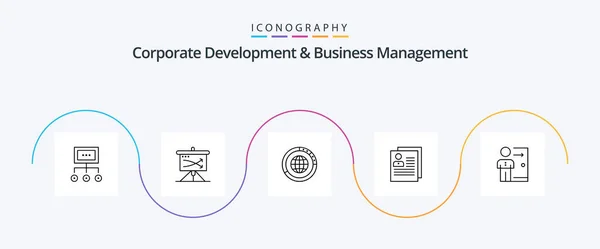 Corporate Development Business Management Line Icon Pack Including Resources Global — Archivo Imágenes Vectoriales