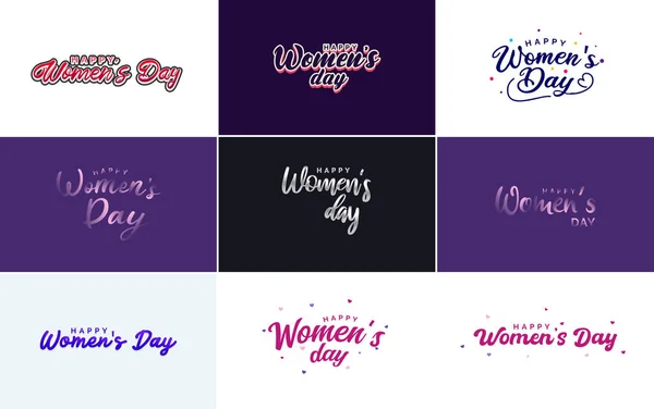 Abstract Happy Women Day Logo Love Vector Design Pink Red — 图库矢量图片