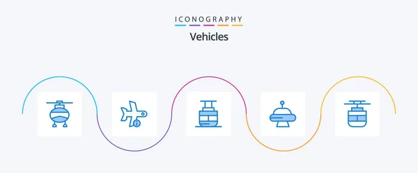 Vehicles Blue Icon Pack Including Transport Ufo Transportation Space Vehicles — Vettoriale Stock