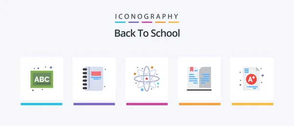 Back School Flat Icon Pack Including Note Atom Education Back — Stockový vektor