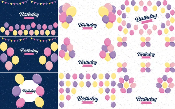 Happy Birthday Bold Geometric Font Pattern Birthday Candles Background — Wektor stockowy