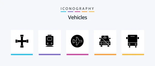 Vehicles Glyph Icon Pack Including Disabled Travel Car Flying Creative — Vettoriale Stock