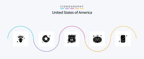 Usa Glyph Icon Pack Including Cola Can Shield Beer Pumpkin — Διανυσματικό Αρχείο