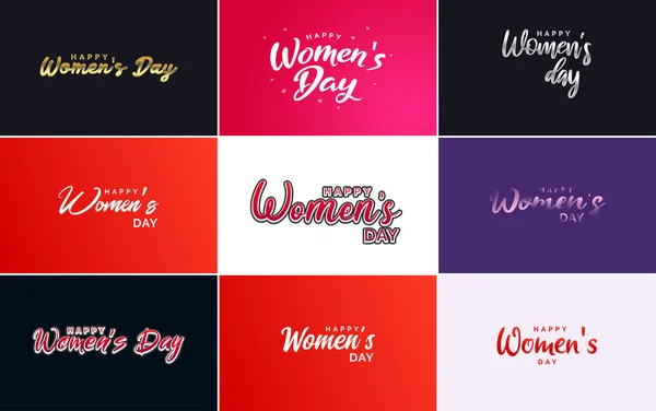 Happy Women Day Typography Design Pastel Color Scheme Geometric Shape — Stock Vector