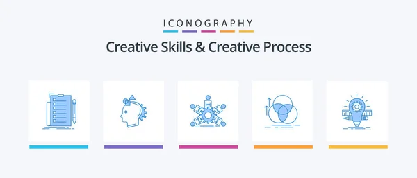 Creative Skills Creative Process Blue Icon Pack Including Alignment Balance — Vector de stock