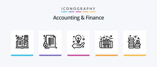 Accounting Finance Line Icon Pack Including Business Money Accounting Coins — Stok Vektör