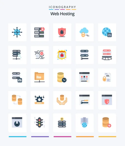 Creative Web Hosting Flat Icon Pack Server Settings World Programing — Stock Vector