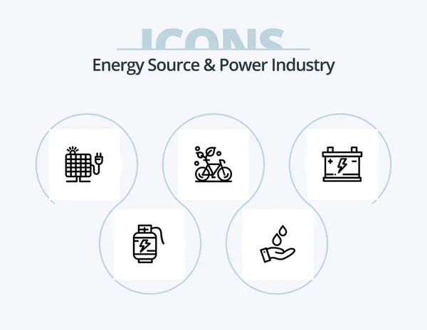 Energy Source Power Industry Line Icon Pack Icon Design Energy — Stock vektor