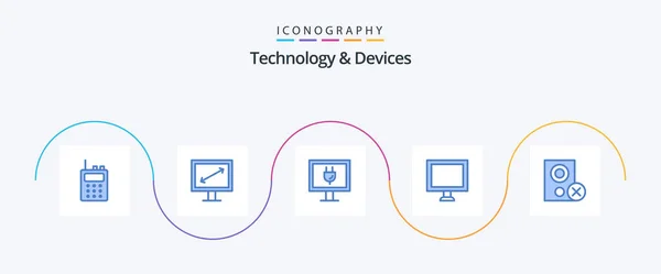 Devices Blue Icon Pack Including Hardware Gadget Computers — Stok Vektör