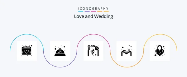 Wedding Glyph Icon Pack Including Lock Party Arch Event Decoration — Stockvector