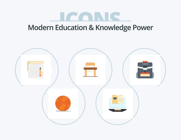 Modern Education Knowledge Power Flat Icon Pack Icon Design Backbag — Stok Vektör