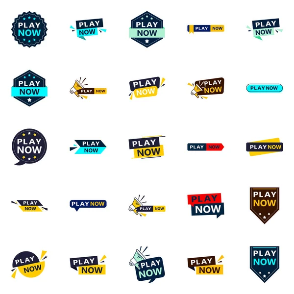 Grab Customers Attention Our Pack Play Now Banners — Vettoriale Stock