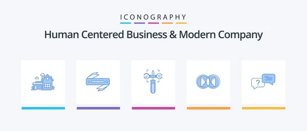 Human Centered Business Modern Company Blue Icon Pack Including Man — Stockvector