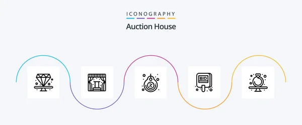 Auction Line Icon Pack Including Tag Compete Label Bid Discount — 图库矢量图片
