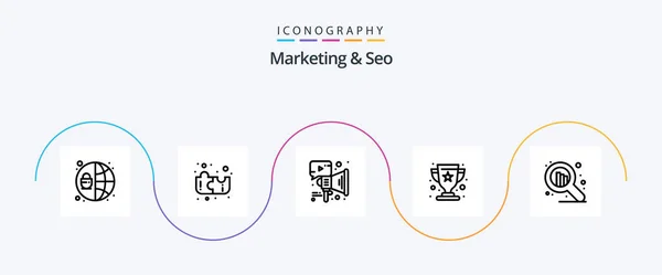 Marketing Seo Line Icon Pack Including Stock Megaphone Seo Winner — Stock Vector