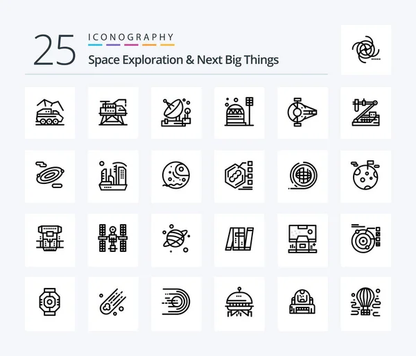 Space Exploration Next Big Things Line Icon Pack Including Dome — Stockvector