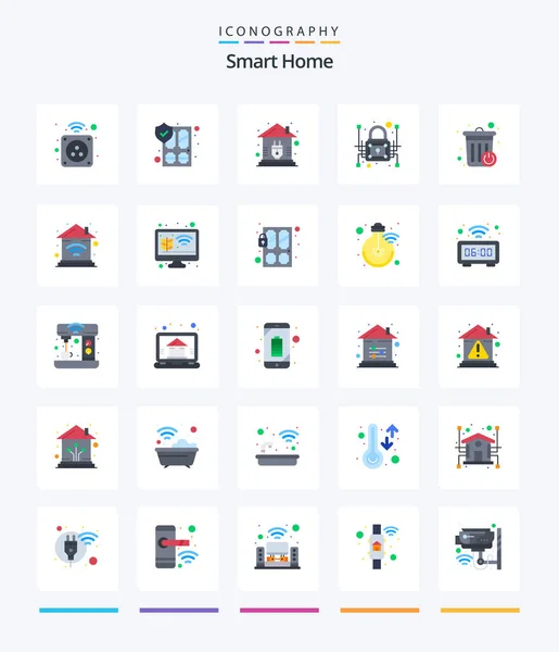 Creative Smart Home Flat Icon Pack Network Protection Data Security — Image vectorielle