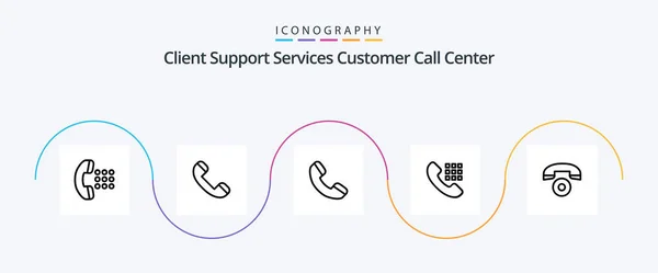 Ring Linje Icon Pack Inkludert Telefon Telefon Ring Nøkler Dose – stockvektor