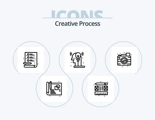 Creative Process Line Icon Pack Icon Design Stationery Font Process — Stockvector