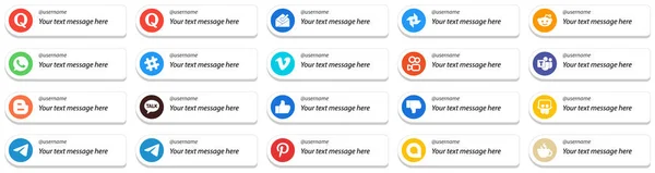Follow Social Media Icons Custom Message Option Pack Dislike Video — Stok Vektör