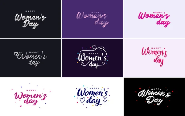Pink Happy Women Day Typographical Design Elements International Women Day — Vettoriale Stock