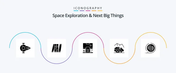 Space Exploration Next Big Things Glyph Icon Pack Including Rover — Archivo Imágenes Vectoriales