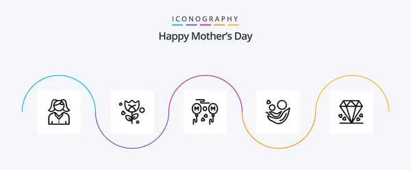 Happy Mothers Day Line Icon Pack Including Day Baby Mother — Stockový vektor