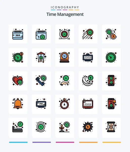 Creative Time Management Line Filled Icon Pack Dollar Time Cycle — Stockový vektor