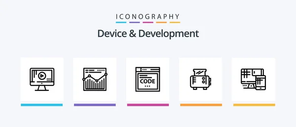 Device Development Line Icon Pack Including Toast Machine Wireless Browser — Stockvector