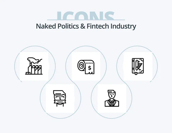 Naken Politikk Finteknologisk Industri Linje Icon Pack Icon Design Militæret – stockvektor