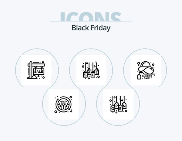 Black Friday Line Icon Pack Icon Design Magnifier Discount Sale — Wektor stockowy