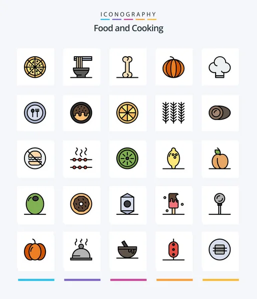 Creative Food Line Filled Icon Pack Knife Food Berry Hat — стоковый вектор