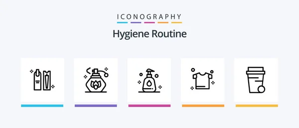 Hygiene Routine Line Icon Pack Including Cleaning Coffee Clean Drying — Image vectorielle
