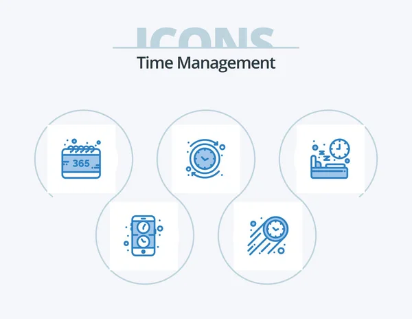 Time Management Blue Icon Pack Icon Design Bed Reverse All — Stok Vektör