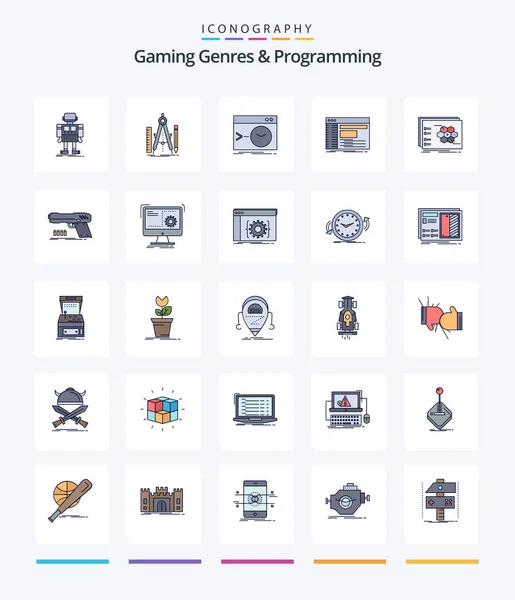 Creative Gaming Genres Programming Line Filled Icon Pack Panel Admin — Vetor de Stock