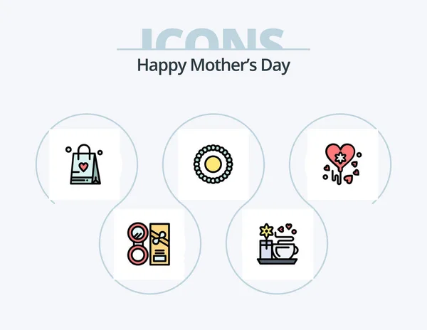 Happy Mothers Day Line Filled Icon Pack Icon Design Female — Stock vektor