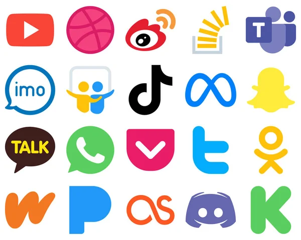 Flat Icon Set Flat Social Media Icons Slideshare Video Question — Stok Vektör
