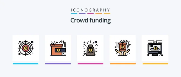 Crowdfunding Line Filled Icon Pack Including Project Money Charity Economist — Stock vektor