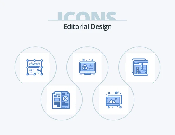 Editorial Design Blue Icon Pack Icon Design Browser Control Content — Vettoriale Stock