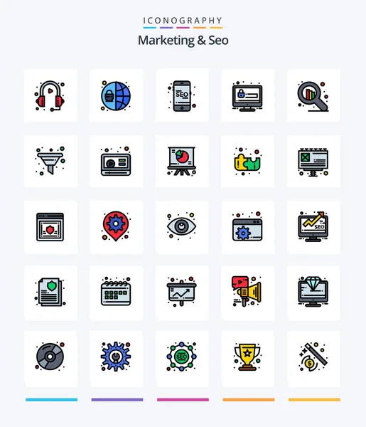 Creative Marketing Seo Line Filled Icon Pack Stock Security Mobile — Vector de stock