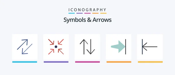 Symbols Arrows Flat Icon Pack Including Upside Start Arrow Creative — Vetor de Stock