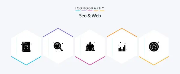 Seo Web Glyph Icon Pack Including Web Network Star Web — 图库矢量图片