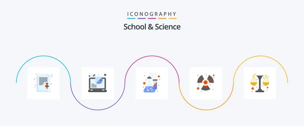 School Science Flat Icon Pack Including Scale Energy Chemistry Wind — Wektor stockowy