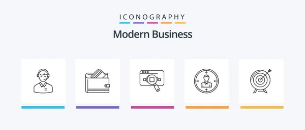 Modern Business Line Icon Pack Including Consulting Support Flowchart Workflow — Stock vektor