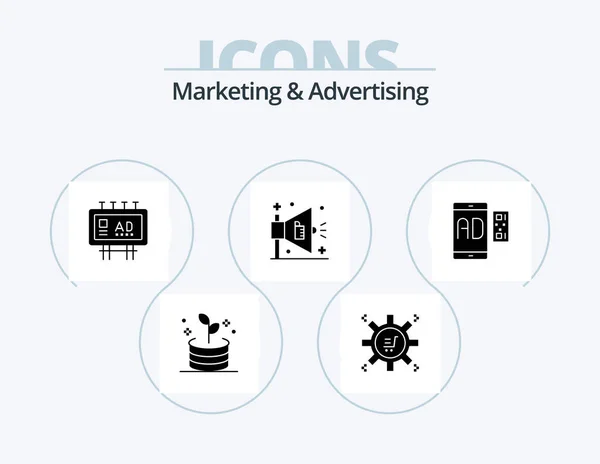Marketing Advertising Glyph Icon Pack Icon Design Marketing Billboard Advertisement — Vetor de Stock