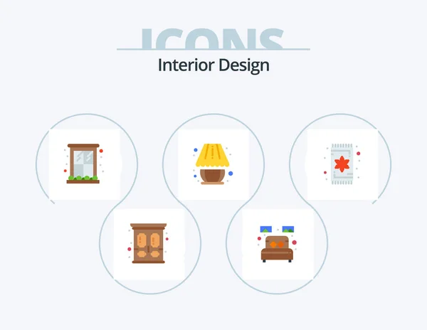 Interior Design Flat Icon Pack Icon Design Lighting Lamp Home — Stok Vektör