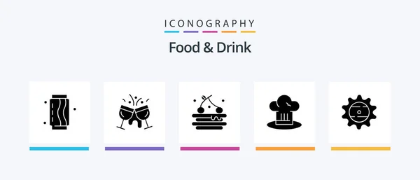 Food Drink Glyph Icon Pack Including Cook Chef Drink Cafe — Vetor de Stock