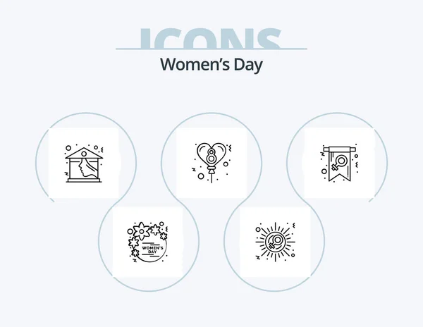 Womens Day Line Icon Pack Icon Design Day Woman Avatar — Stock Vector