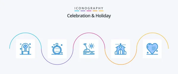 Celebration Holiday Blue Icon Pack Including Wedding Event Wedding Church — Stock vektor