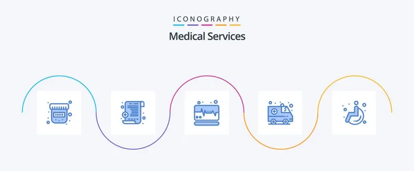 Medical Services Blue Icon Pack Including Ambulance Wheel — Vector de stock